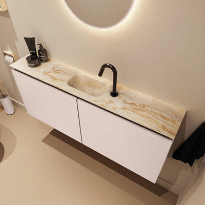 MONDIAZ TURE-DLUX Meuble WC 120cm Rosee. EDEN lavabo Frappe position milieu. Avec 1 trou de robinet.