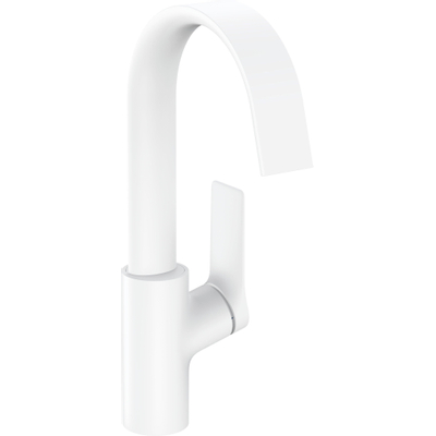 Hansgrohe VIVENIS 1 greeps wastafelkraan - 210 met draaibare uitloop en trekwaste - mat wit