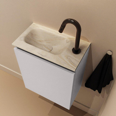 MONDIAZ TURE-DLUX meuble WC 40 cm Cale. EDEN lavabo Ostra position gauche. Avec 1 trou de robinet.