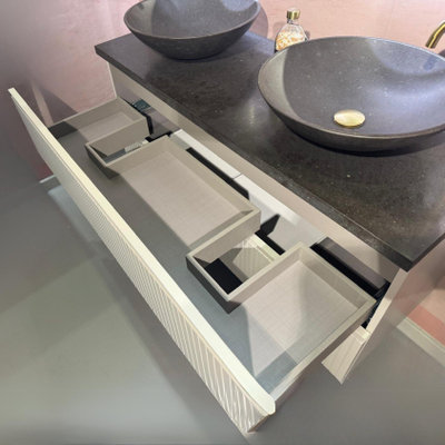 Adema Prime Balance Meuble sous vasque - 120x55x44.9cm - 4 tiroirs - poignée intégrée - MDF - Chêne rustique