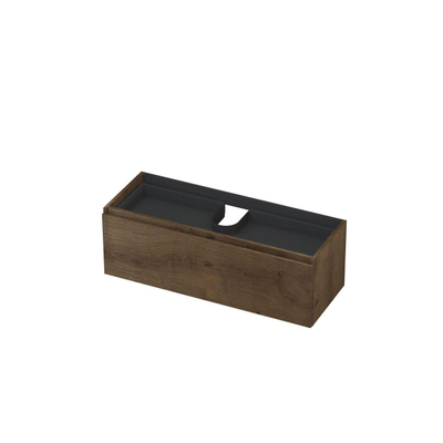 INK Wastafelonderkast - 120x45x40cm - 1 lade - greeploos - met houten keerlijst - MDF - Chocolate