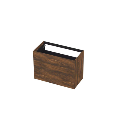 INK Wastafelonderkast - 90x45x65cm - 2 lades - push to open - met rechte opdekfronten - MFC - Noten