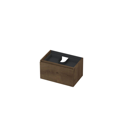INK Wastafelonderkast - 70x45x40cm - 1 lade - greeploos - met houten keerlijst - MDF - Chocolate