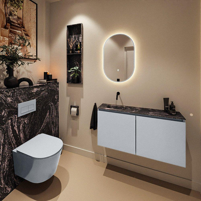 MONDIAZ TURE-DLUX Meuble toilette - 100cm - Clay - EDEN - vasque Lava - position gauche - sans trou de robinet