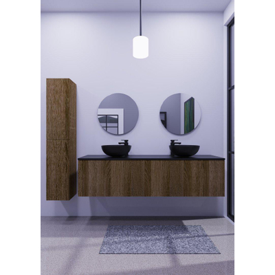 Arcqua Ridge Meuble sous lavabo - 90x45.5x45cm - 1 tiroir - push to open - mdf plaqué - chêne café