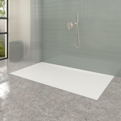 Villeroy & Boch Ecora douchebak - 180x100x3.5cm - afvoer lange zijde - stone white (wit)