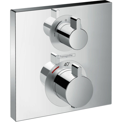 Hansgrohe Ecostat Square Ensemble de finition pour thermostat encastré avec robinet d'arrêt et inverseur chrome noir brossé