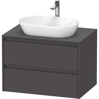 Duravit ketho 2 meuble sous lavabo avec plaque console et 2 tiroirs 80x55x56.8cm avec poignées anthracite graphite mat