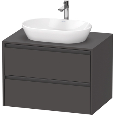 Duravit Ketho.2 Wastafelonderbouwkast - inclusief consoleplaat - met 2 laden - 80x55x56.8cm - met handgrepen antraciet - grafiet mat