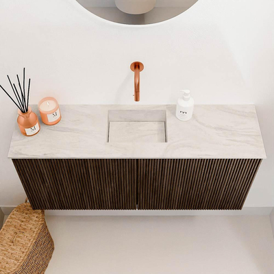 Mondiaz JOYA-DLUX 90cm toiletmeubel - kleur Walnut - Wastafel FAYE positie Midden Zonder kraangat kleur Ostra.