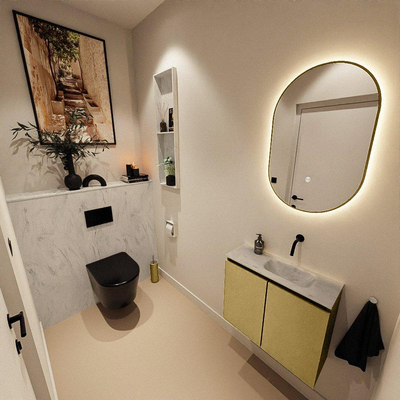 MONDIAZ TURE-DLUX 60cm toiletmeubel Oro. EDEN wastafel Opalo positie rechts. Zonder kraangat.