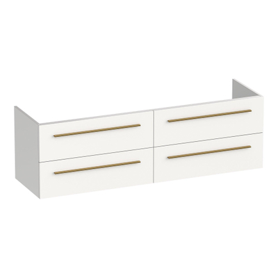 BRAUER Trust meuble sous lavabo 160 excl. poignées à poser 4 tiroirs softclose et 2 découpes pour siphon - mat blanc