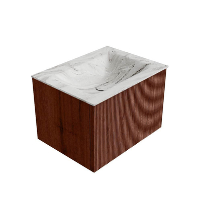 Mondiaz KURVE-DLUX Ensemble de meuble - 60x46x40cm - 1 tiroir - lavabo en solid surface - milieu - sans trou de robinet - Ruby