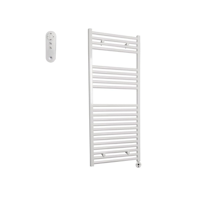 Sanicare HVS Elektrische Radiator - 111.8x60cm - 730W - met afstandsbediening - thermostaat - wit - rechtsonder - wit