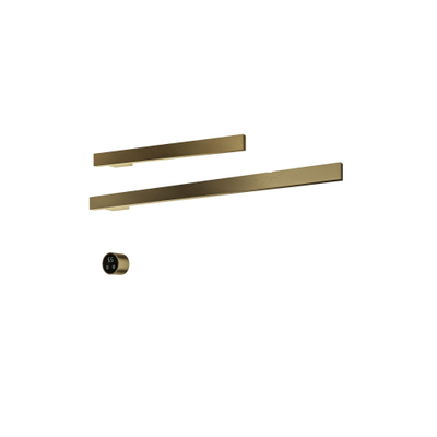 Hotbath &MORE Handdoekradiator - 80x38cm - vierkant - 2 stangen 80cm en 50cm - horizontaal - met schakelaar - PVD - geborsteld messing (goud)