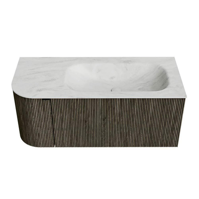 Mondiaz KURVE-DLUX Ensemble meuble de salle de bains - 105x46x40cm - 1 tiroir - 1 porte - lavabo solid surface - droit - sans trou de robinet - Shadow