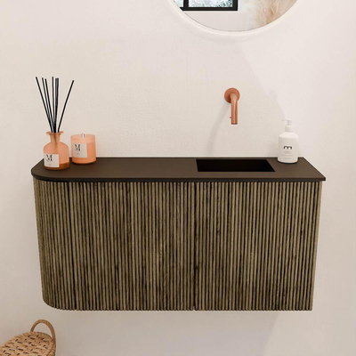 Mondiaz JOYA 81.6cm toiletmeubel - ronding links kleur Dusk - Wastafel FAYE positie Rechts Zonder kraangat kleur Urban.