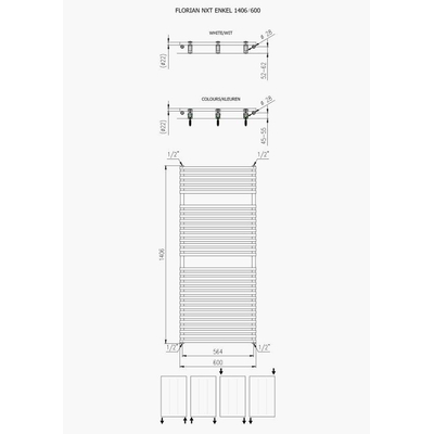 Plieger Florian Nxt Radiateur design horizontal simple 1406x600mm 821watt blanc