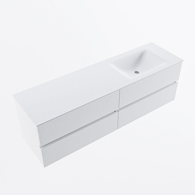 Mondiaz Vica ensemble de meuble de salle de bain - 160cm - meuble sous lavabo talc - 4 tiroirs - lavabo cloud droite - 1 trou de robinet - version haute de 60cm - talc