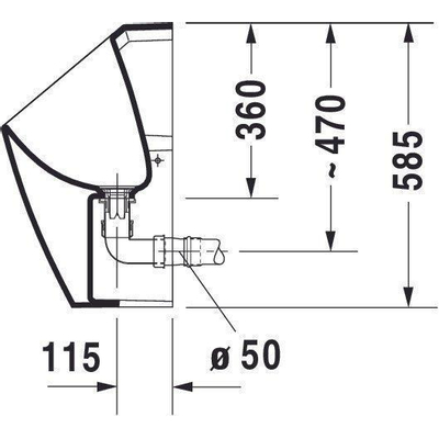 Duravit ME by Starck Cuvette d'urinoir sans eau avec mouche et fermeture d'odeurs avec fixation et vidage horizontal 50mm blanc