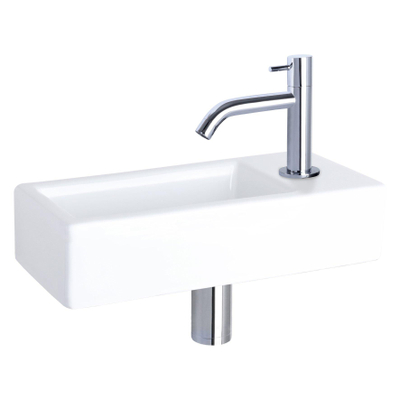 Differnz Hura pack lave-mains – 38,5 x 18,5 x 9 cm – céramique blanche – robinet courbé chromé