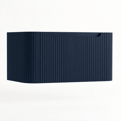 H&R Badmeubelen Juice Wastafelonderkast - 80x45x40cm - afgeronde hoeken - 3D-front - 1 lade - geïntegreerde greep - blue oak