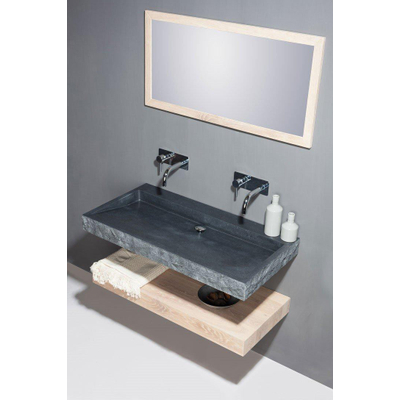 Forzalaqua Palermo Lavabo 120.5x51.5x9cm rectangulaire 1 vasque 2 trous de robinet granit adouci taillé anthracite