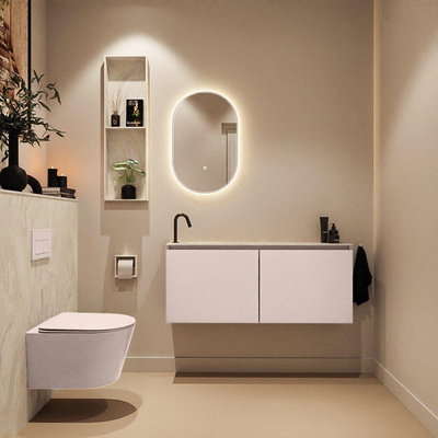 MONDIAZ TURE-DLUX Meuble toilette - 120cm - Rosee - EDEN - vasque Ostra - position gauche - 1 trou de robinet