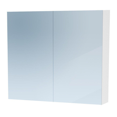 BRAUER Impress Deluxe spiegelkast - 80x70x15cm - interne en externe verlichting - 2 dubbelzijdige spiegeldeuren - hoogglans wit