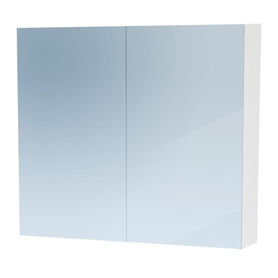 Saniclass Dual Spiegelkast - 80x70x15cm - 2 links- rechtsdraaiende spiegeldeur - MDF - hoogglans wit