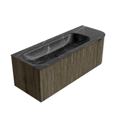 Mondiaz KURVE-DLUX Badkamermeubelset - 125x46x40cm - 1 lade - 1 deur - wastafel solid surface - links - 1 kraangat - Shadow