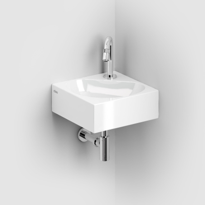 Clou Flush Lavabo d'angle 27x27x10cm avec trou de robinet Céramique Blanc