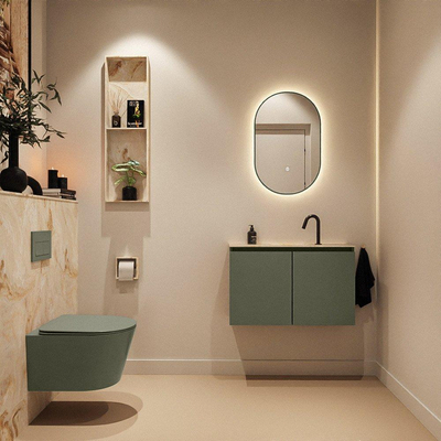 MONDIAZ TURE-DLUX Meuble de toilettes 80 cm Army. EDEN lavabo Frappe position milieu. Avec 1 trou de robinet.