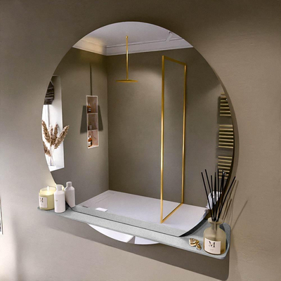 Mondiaz SPOT Badkamerspiegel - rond 120cm - spiegelplanchet - kleur Plata