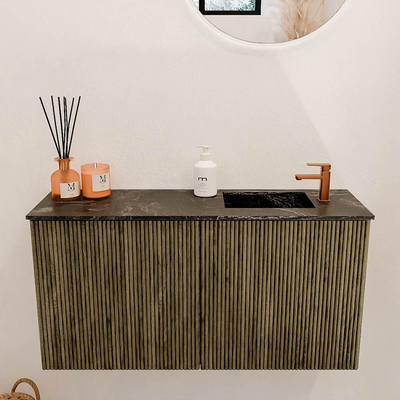 Mondiaz JOYA-DLUX Meuble de toilette 80cm - couleur Dusk - Vasque FAYE position Droite 1 trou de robinet couleur Lava.