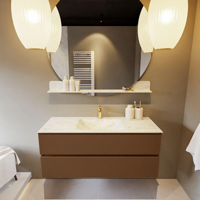 Mondiaz VICA-DLUX ensemble de meuble de salle de bain - 120cm - meuble sous-vasque repos - 2 tiroirs - lavabo encastrée cloud milieu - 1 trou de robinet - version haute de 60cm - opalo