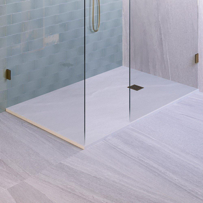 BRAUER Asteroid Receveur de douche 100x180 incl. antidérapant et antibactérien marbre minéral blanc mat