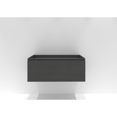 HR badmeubelen Matrix Meuble sous lavabo - 100x44.8x40cm - façade 3D - 1 tiroir - sans poignée avec bande de prise - denim chêne