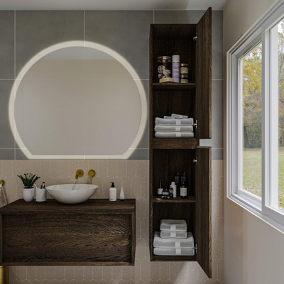 Saniclass Holz Pure Armoire haute - 180x38x38cm - 2 portes - Chêne charcoal