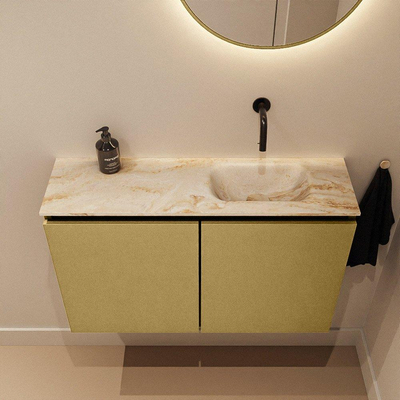 MONDIAZ TURE-DLUX Meuble toilette - 80cm - Oro - EDEN - vasque Frappe - position droite - sans trou de robinet