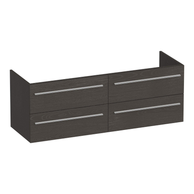 BRAUER Trust meuble sous-lavabo 140 sans poignées de montage 4 tiroirs à fermeture en douceur et 2 découpes pour siphon - Timber Anthracite
