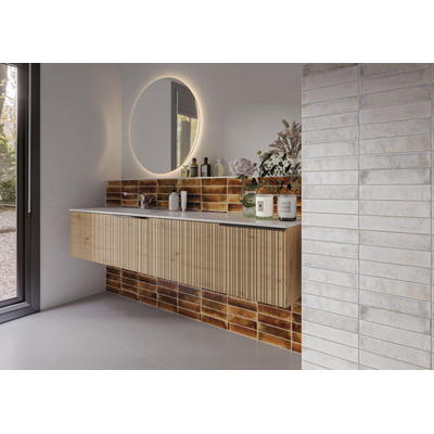 Terravito Giavelo wand- en vloertegel - 6x24.6cm - 8.4mm - Rechthoek - Overig - glans bruin - Caramel