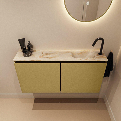 MONDIAZ TURE-DLUX 100cm toiletmeubel Oro. EDEN wastafel Frappe positie rechts. Met 1 kraangat.
