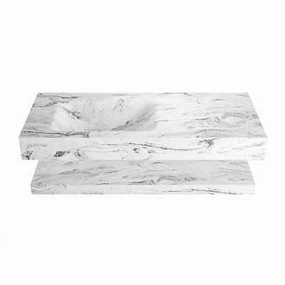 MONDIAZ ALAN - DLUX Badkamermeubelset - 110cm - planchet met vrijhangende wastafel - wasbak links - 0 kraangaten - Glace