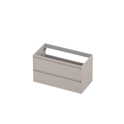 INK Wastafelonderkast - 90x45x52cm - 2 lades - greeploos - MDF lak - Mat kasjmier grijs
