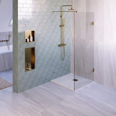 BRAUER Asteroid Receveur de douche 90x90 incl. antidérapant et antibactérien marbre minéral blanc mat