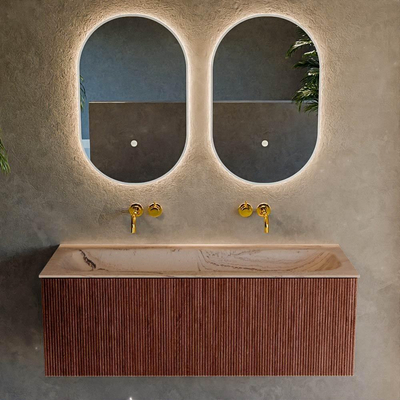 MONDIAZ KURVE-DLUX 120cm badmeubel kleur Ruby met 1 lade en 0 deuren. Wastafel BIG LARGE Midden zonder kraangat Arena.