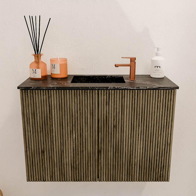 Mondiaz JOYA-DLUX 60cm meuble de salle de bains - couleur Dusk - Vasque FAYE position Milieu 1 trou de robinet couleur Lava.