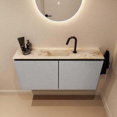MONDIAZ TURE-DLUX 100cm toiletmeubel Plata. EDEN wastafel Frappe positie midden. Met 1 kraangat.