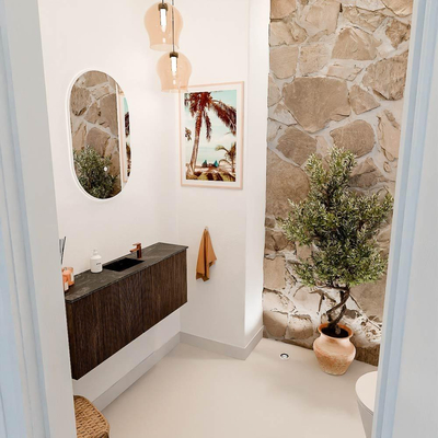 Mondiaz JOYA-DLUX 100cm toiletmeubel - kleur Walnut - Wastafel FAYE positie Midden 1 kraangat kleur Lava.